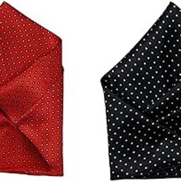 Set of 2 Satin Pocket Squares – Red with Black & White Dots and Black with White Polka Dots – Stylish Combo for Men-14