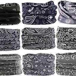 Neck Gaiter Face Bandana Shield Multipurpose Mask Tube Headband Magic Scarf Balaclava for Men and Women (9P-Gray3)-image-34