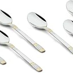 FnS Celebration Embossed 24 Karat Gold Plated Stainless Steel Baby Spoon -Set of 6 Spoons for Home, Dining and Kitchen-image-26