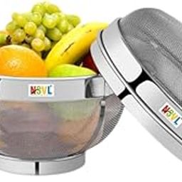 Nsvl Stainless Steel Fruit & Vegetable Basket With Lid - 12 Inch Large 10 kilogram Muiltbasket No 9-image-71