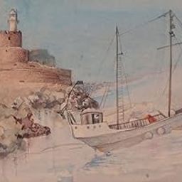 Greece landscape water color painting art print - 15 x 24 inches unframed on fine art quality archival paper-image-63