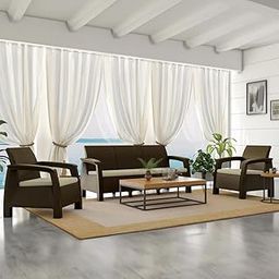 Nilkamal Goa 3+1+1 Seater Plastic Sofa Set with Cushion|Indoor & Outdoor Furniture|Patio Chair Two Seater| Perfect for Gardens Poolside Cafes Restaurants and Terraces Weathered Brown-image-27