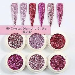 Bolt bee Nail Glitter Powder, Chrome Nail Powder, Metallic Mirror Powder, for Woman Girls,Nails Decoration,Nail Art Manicure,Nail Designs 6 Pcs Set (Pink)-picture-34