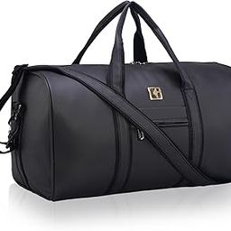 Premium Leather Duffle Bags for Travel for Women & Men | Spacious Cabin Bag with Detachable Shoulder Strap | Water Resistant Luggage Bag for Travelling & Tour | Black-image-3