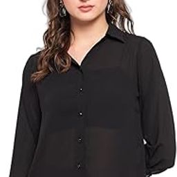 Solid Black 3/4 Sleeve Shirt for Women-image-56