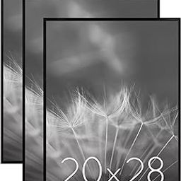 Americanflat 20x28 Picture Frame in Black - Set of 3 - 20x28 Frame with Slimline Molding, Plexiglass Cover, and Hanging Hardware for Horizontal or Vertical Wall Display-16