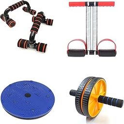Sixteen Tummy Trimmer and Ab Wheel Roller, Pushup Bar with Tummy Twister Abs Exerciser Combo Gym Kit for men and Women Home Workout (Multicolor)-12