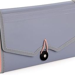 Polen Expanding Cheque Book Holder Case, 13 Pocket Multi Passbook Holder/Bill Folder/Passport/Memo Cards/Cash Storage Pouch Organizer with Elastic Swing .(Radiant Grey)-3