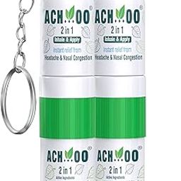 ACHOO 2 In 1 Inhaler And Roll on For Headache, Cold & Nasal Congestion With Natural Ingredients (Pack of 2 x 2ml)-image-0