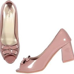 Casual & Stylish Bow Style Upper Peep Toes Pumps Slip on Block Heel Bellies for Women-image-47