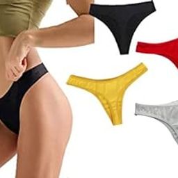 Silverlake Women Cotton Comfortable Fabric Daily Use Regular Wear Mid Rise Thong Panty Pack of 4 (Black Yellow White Red)-image-76