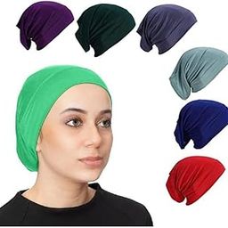 7 Pieces Under Scarf Hijab Cap Head Wraps/gear Neck Gaiter Bandana Facemask Solid Colour Hijab Tube Unisex Stretch Dreadlocks Tube (C-Green Multi-16)-image-32
