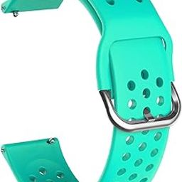 ACM Watch Strap Silicone Belt 20mm Compatible with Garmin Vivomove Luxe Smartwatch Breatheable Dot Band Turquoise-14