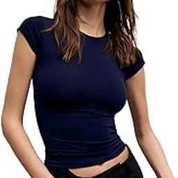 Round Neck Short Sleeve Ultra Soft Front Support Cuddle TEE Microfiber Soft TOP for Women-image-10