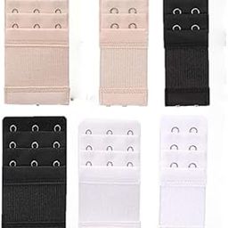 6 Pieces Women's Bra Extenders 2 Hook / 3 Hook Comfortable Stretchy Bra Extension Strap (Black, White, Nude)-14
