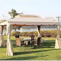 7 Star DECOR 10x10 Ft Premium Beige Gazebo Tent for Terrace & Garden | Waterproof Outdoor Canopy with 4-Sided Retractable Zipper Curtains | UV-Resistant & Durable Pavilion-15
