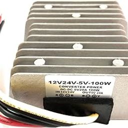 Waterproof DC-DC Buck Converter Car Display Power Supply Module Silver Input DC 12-24v, (DC DC 5V 20A)-0