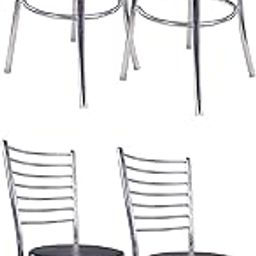 WINIFRED Chrome Finish Steel Chair with Black Seat for Study Home Office Restaurant Dinning Hall Garden Hotel (16x16 inches) (4 PC Set Chair)-image-60
