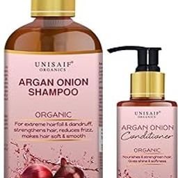 UNISAIF Organics Argan Onion Shampoo 300ml & Conditioner 100ml Combo | Reduces Hairfall & Frizz, Strengthens Roots | Organic Hair Care for Soft & Healthy Hair-51
