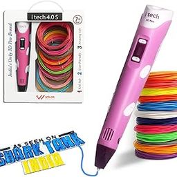 WOL3D I tech (Pink) Magic 3D Pen with 12 in 1 (5M) PLA Filaments for 3D Printing with Speed Control, Advanced Temperature Regulation, OLED Display & Ergonomic Design – Compatible.-12