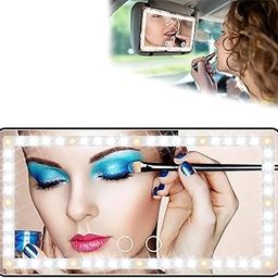 Vanity Mirror with Lights - Rechargeable LED Vanity Mirror for Car, 3 Light Modes, 60 LEDs, Touch Screen, Interior Sun Visor Makeup Mirror, Rear View Mirror Accessories for Women & Girls-43