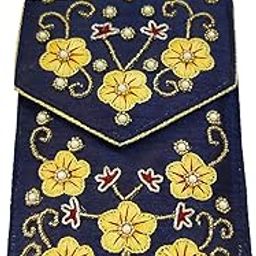 Avanti Creation Silk Floral Handicraft Ladies Traditional Mobile Phone Pouch Sling Wallet Saree Waist Clip Hook Gift for Women|Designer Clutch Mobile Pouch (Blue)-image-23