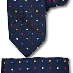 Classic Polka Dot Tie & Pocket Square – Navy Multicolor-image-95