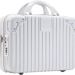 KEYOZA Portable Makeup Travel Case Hand Luggage, Mini ABS Carrying Makeup Case Suitcase with Elastic Band, Small Hard Shell Cosmetic Case for Travel Camping Women Girls (White)-10