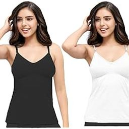 Fox World Womens/Girls Cotton Double Layered Seamless Bra Slip Camisole Pack of 2-image-6
