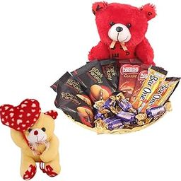 SFU E Com Creamy Cookies With Cute Teddy Bear | Valentine Heart Teddy Bear With Chocolate Combo | Valentine Chocolate Hamper | 1101-16