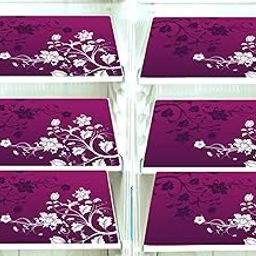 FACTCORE Refrigerator Drawer Mat/Fridge Mat Set of 6 Piece (11.5 X 17.5 Inches) (Wine Flower)-image-55