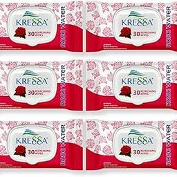 Kressa Face Wipes with Rose Water | Gentle, Moisturizing & Refreshing Face Cleansing Wipes (Pack of 6, Rose)-image-89
