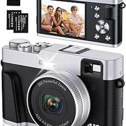 4K Digital Camera with Viewfinder & Dial, 48MP Vlogging Camera for Photography and Video Autofocus Anti-Shake, Travel Portable Digital Camera with Flash SD Card 2 Batteries, 16X Zoom Camera-picture-11