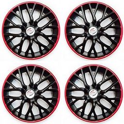 Auto Pearl - Premium 14" inch | Set of 4 Pcs | Hubcap Wheel Cover Replacements for OEM Steel Wheels ABS with Retention Ring | for All Cars |Phoenix Black RED-image-47