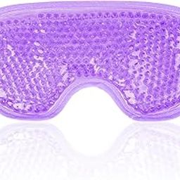NEWGO Cooling Eye Mask Reusable Gel Eye Mask for Puffy Eyes, Ice Eye Mask Cold Eye Mask Frozen with Plush Backing for Headache, Migraine, Stress Relief - Purple-17