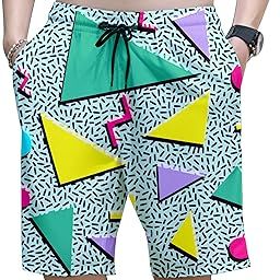 Retro 80S Or 90S Beach Shorts for Men, Quick Dry with Mesh Lining and Pockets-image-39