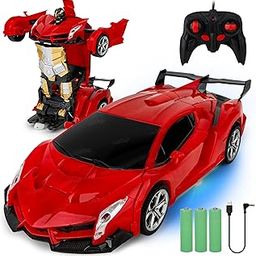 Zest 4 Toyz Remote Control Deformation Robot Car for Kids with 360° Rotation Rechargeable Battery RC Toy Vehicle Transformation Robot Car Toy for Boys and Girls (Red)-12