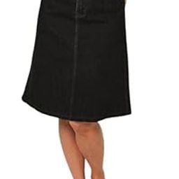 Z Black A-Line Midi Denim Skirt for Women – Buttoned & Zipper Closure, Stylish & Trendy-image-55