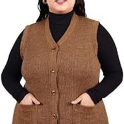 Plus Size Sweater for Womens Woolen Sleeveless Cardigan 3XL 4XL 5XL 6XL-image-27