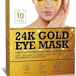 Babymoon 24K Gold Under Eye Treatment Masks, 10 Pairs Natural Gel Collagen Under Eye Patches, Eye Mask for Dark Circles, Remove Eye Bags & Puffy Eyes, Anti-Wrinkle, Hydrating, Soothing-image-58