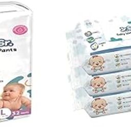Jr.Sr. Baby Diaper| Large | 9-14 Kg | 32 Counts and Wipes (Pack of 3)-image-16