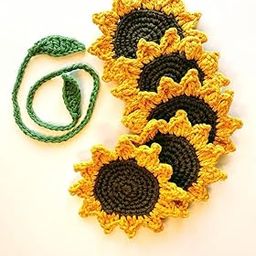 Crochet Sunflower Coaster Cotton Crochet Set of 6 Made to Order-image-95