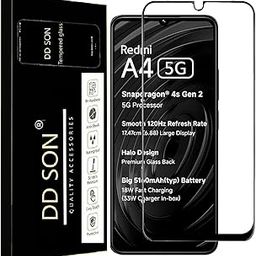 DD SON Tempered Glass Screen Protector Compatible for Redmi A4 5G / REDMI A4 (Black) with Edge to Edge Coverage and Easy Installation kit,Black-10