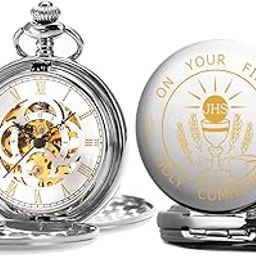 ManChDa Pocket Watch for Men Personalized Gift for Dad Husband Son Groomsmen Engraved Pocket Watches for Men-image-58