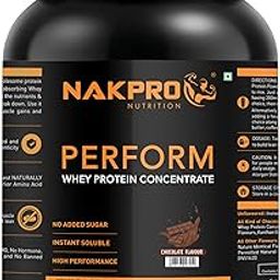 NAKPRO Perform Whey Protein Concentrate 1kg Chocolate, Jar | 24g Protein, 5.3g BCAA | Trustified Certified 100% Authentic Supplement Powder & No Adulteration | Fast Absorbing Whey Protein Powder-18