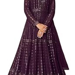 Women's Faux Georgette Stitched Top With Unstitched Santoon Bottom and Dupatta Full Sleeve Embroidered Anarkali Gown-picture-18