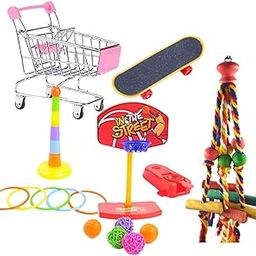 BNF® 5Pcs/Set Parrot Toys Set Shopping Cart Basketball for Conure Tabletop Cage|Pet Supplies | Bird Supplies | Toys|1 Set of Bird Training Toys-image-51