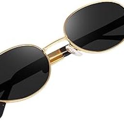 Black Lens Oval with Metal Gold Frame Sunglasses/Goggles For Women's- UV Protected-Pack of 1-15