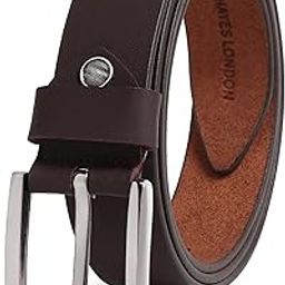 Belts for Men Leather Original, Formal & Casual Leather Belt with Solid Metal Curved Buckle-22