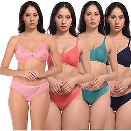 Lingerie Set Women Cotton Bra Panty Set for |Bra Panty Set | Panty Bra Set for Women A Beautiful Combo Pack of 4-image-28